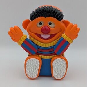 VTG Ernie Sesame Street Peek-A-Boo Wind Up Toy Illco Muppets Inc. 1980s 4.5"